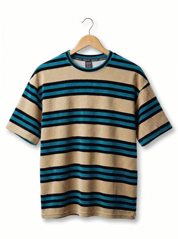 Men's Drop Shoulder Striped T-Shirt – Oversized Casual Tee